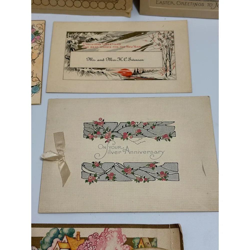 Lot 12 Vintage Greeting Cards 1925-40s • 2 UNUSED • Mother, Easter, Valentine